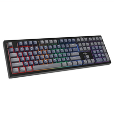 FOXXRAY 狐鐳 藍蒼極致靜音電競鍵盤, 球型曲度鍵帽, 彩虹背光, 19鍵不衝突, 兩段式腳架, 黑色, FXR-BKL-89, 靜音軸