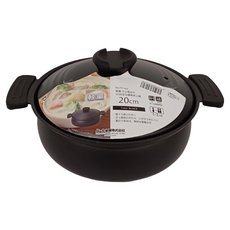 PEARL LIFE 珍珠金屬 輕量土鍋風IH壽喜燒鍋 HC-464 27 x 21.5 x 12cm 黑色 2.1L 632g, 20cm, 1個