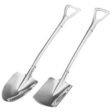 304不鏽鋼甜品勺2件套, 15.5x3.4cm, 尖鏟/平鏟, 金/銀色, 1組