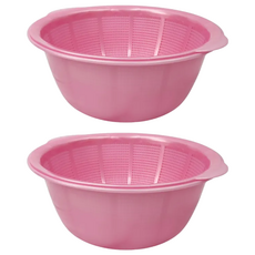 尚好 雙層蔬果籃 Set 2 洗菜籃, 34.2 x 32.1 x 14cm, 粉色, 2組