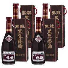 黑龍 特級黑豆油膏, 遵古製法, 嚴選天然糯米調製, 高質感角瓶典藏, 600ml, 4瓶