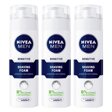 NIVEA 妮維雅 MEN 男士極淨刮鬍泡 減少刺激不適 豐富柔細泡沫 刮鬍更舒適 無酒精溫和配方, 200ml, 3瓶