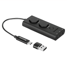 Saramonic 楓笛 降噪聲卡 SR-EA5 操控旋鈕設計 音量增益自由調節 一鍵靜音 兼容Windows/手機/MacOS, 黑色, 1個