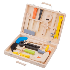 New Classic Toys 天才小木匠工具箱玩具, 荷蘭木玩品牌天然木材無毒塗料, 精緻擬真呈現學習生活知識與應用, 12入, 1組, Multicolor