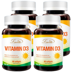 Lovita 維他命D3膠囊 400IU, 60顆, 4罐