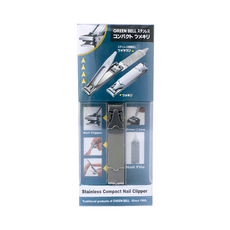 GREEN BELL 不鏽鋼多功能安全指甲剪 指甲銼刀 一字型螺絲起子, 藍色, 1個