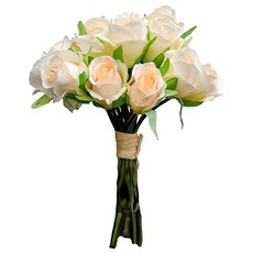 Floral M 花藝 法式西麗雅玫瑰仿真花, 10支, 淺香檳色