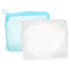 OUTSY 可密封果凍QQ矽膠食物夾鏈袋, 食品級矽膠 安全無毒 經久耐用, 可重複使用環保好清洗, 耐冰耐熱 可微波加熱, 輕量便攜, 22.5 x 6 x 23.5cm, 2個, 1組