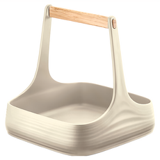 guzzini 提拉環保材質手提收納籃 - 米色 含木頭手把 義大利製, 1個