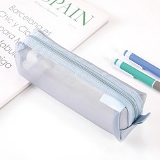 YATO 透明網紗筆袋 Set, 20.5cm x 4.6cm x 10.5cm, 尼龍材質, 天空藍, 1組