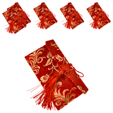 絲綢刺繡流蘇紅包袋 橫式, 6個