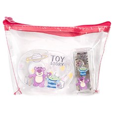 Disney 迪士尼 維尼蜂蜜季文具組 訂書機 6 x 2.8 x 4cm + 膠台 7.6 x 5.4 x 1.9cm + 收納透明包 14.5 x 9.5 x 3.5cm, 熊抱哥, 1組