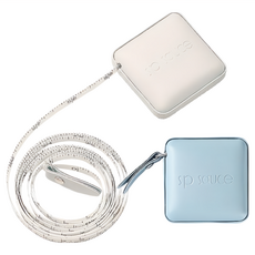 SP SAUCE 日本 攜帶型時尚皮革迷你捲尺 方形 Set 2個 (米色+粉紅色), 55mm, 1組