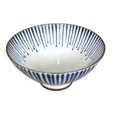 藍濃十草 毛料飯碗 日本製 陶瓷大平碗, 藍, 1個