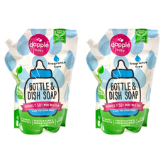 dapple baby 奶瓶及餐具清潔液補充包，無香精，植物成分，去除牛奶殘漬, 1L, 2包
