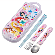 Skater 銀離子兒童餐具三件組, 湯匙 + 叉子 + 筷子 + 收納盒, 迪士尼公主, 1組