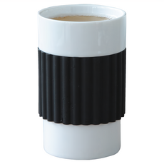 smith&hsu 陶瓷大馬克杯矽膠杯套, 黑色, 1個