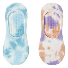 NicoFun 愛定做 紮染淺口止滑瑜伽襪 女襪 FYK24YOGA01 23~25.5cm, 藍+紫