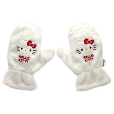 Hello Kitty 凱蒂貓 手套式保暖手套 - 絨毛材質, 白色, 14 x 12cm