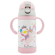 PUKU 藍色企鵝 保溫水瓶學習套組, 不鏽鋼材質, 240ml, 適合0個月以上寶寶, 粉色, 1個