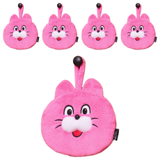 ZIZONE 粉色貓咪造型擦手巾, 21.5x21.5公分 聚酯纖維, 5個, 1入