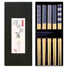 AHOYE 日式天然竹筷5件組, 藍色, 5雙筷子, 1盒