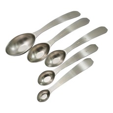 KAI 貝印 SELECT100 橢圓型計量匙 5件組, 18-8不鏽鋼, 易於清洗, 一體成形, 1ml + 2.5ml + 5ml + 7ml + 15ml, 1組