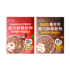 DAILY BOOST 日卜力 蛋白麥片綜合入門款 33%蛋白質 巧莓可可 35%蛋白質 黑可可 無反式脂肪 多種莓果 低糖 酥脆麥片, 400g, 1組