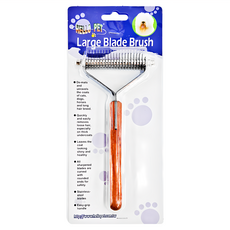 HELLO PET 哈囉佩特 加寬型刀梳 寵物用 適用於貓、狗、馬等長毛寵物 可快速去除打結毛髮、修剪毛髮, 原木色 + 銀色, 1支