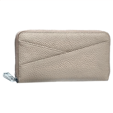 頭層牛皮拉鍊女長夾 內裡滌綸布, 長20.5 × 高10 × 厚度2cm, 大象灰