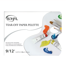 BONFIL 無孔紙調色盤 23x30cm, 適用於壓克力、水彩、廣告顏料, 無間格, 40張