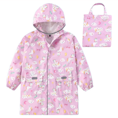 愛北鼻 兒童加厚加強防水雨衣 加高領口防水 星星獨角獸 XL碼, 120~130cm