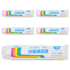 台塑 實心捲取式清潔袋 超大 16張 霧面透明 平底封口 點斷式 高密度聚乙烯材質, 90L, 5捲