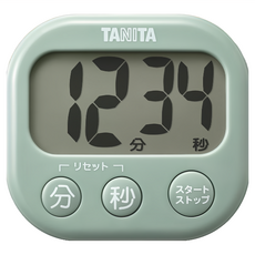 TANITA 塔尼達 抗菌超大字體百分計時器 TD-429, 100分計時, 計時功能, 重複計時功能, 磁鐵吸附, 1台, 鼠尾草綠 GR