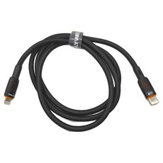 POLYWELL USB-CM To LM Cable 30W 編織線黑色款 PW15-W45-A399, 1m, 雙色接頭 橘色 + 黑色 + 槍色鋁殼白鐳logo, 1條