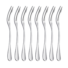 AHOYE 經典不鏽鋼點心叉 13.8cm 8支 精緻餐具 點心叉組, 銀色