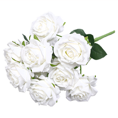 FLORAL M 仿真花 英式卡爾玫瑰, 1支, 經典白 - 擬真花藝, 家居裝飾, 永恆綻放
