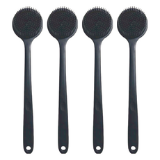 新升級好好握洗澡刷背刷 輕量款, 矽膠材質, 38x8x3.5cm, 約130g, 經典黑, 4支