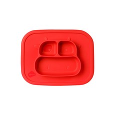 sillymann 100%鉑金矽膠乳牛防滑 - 紅色 強力吸附, 1個, 餐盤