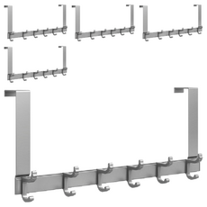 妃妃嚴選 太空鋁門後掛鈎, 適用於≤4.5的室內門, 26.5cm加長掛條, 槍灰, 5個