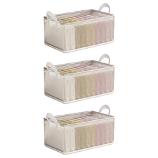 折疊鋼架收納盒 Set PVC鋼架 可堆疊, 中號(30 x 24 x 17cm), 白色, 3個