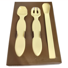 SIMPLA 玉米田 嬰童 天然聚乳酸 PLA材質 耐熱-20°C~100°C 台灣設計製造 適用5個月以上, 叉子 + 湯匙 2支, 黃色, 1組