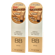 L'EGERE 橙花原液保濕BB霜 SPF25 潤色遮瑕 保濕提亮 毛孔隱形 物理防曬, 02明亮色, 25ml, 2條