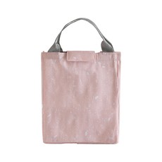 E.City 新款棉麻文青風手提保溫保冷袋, 落雪粉, 1個