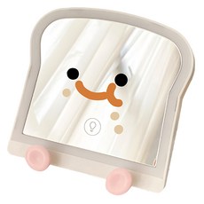 西格傢飾 吐司LED化妝鏡, USB充電設計, 三檔調光, 帶手機支架, 鮮奶吐司