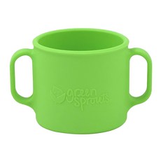 green sprouts 小綠芽 超防滑寶寶學習喝水矽膠耐熱學習杯, 207ML, 不含雙酚A, 草綠色, 1個