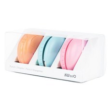 KW-triO 堡勝企業 馬卡龍文具3件組 包含訂書機、打孔機、削筆器 可愛馬卡龍造型設計, 粉紅色 + 粉藍色 + 粉橘色, 1組