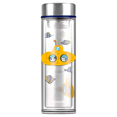LocknLock 樂扣樂扣 雙層耐熱玻璃水瓶 MIX 12 500g, 貓咪潛水艇 透明色, 320ml, 1個