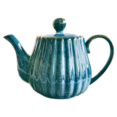 Ciao Li 僑俐餐瓷 日式菊型系列茶壺 下午茶/花茶壺 陶瓷 可微波加熱 電鍋加熱, 藍色, 550ml, 1個