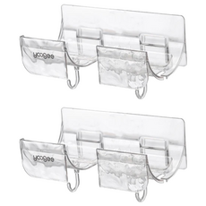 yoogee 冰川紋通用吹風機架, 免打孔, 多種牆面皆可安裝, 透明款, 2個